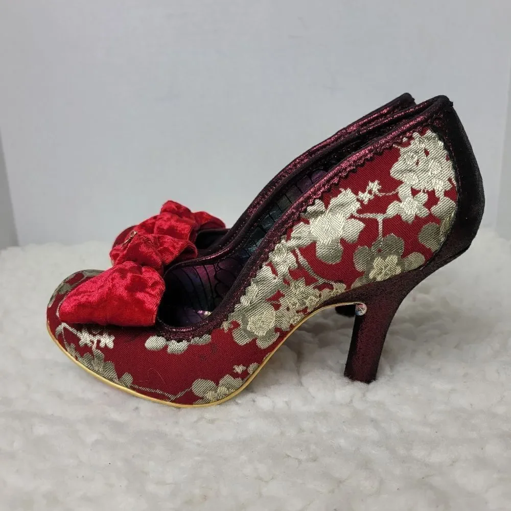 Irregular Choice French Fries Womens Shies Size 10.5 velvet Floral Evening Court